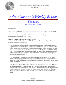 Administrator’s Weekly Report Economy February 21-27, 2004