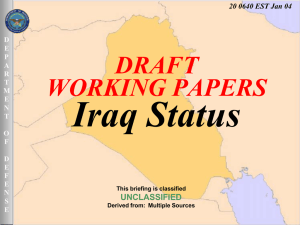 Iraq Status DRAFT WORKING PAPERS UNCLASSIFIED