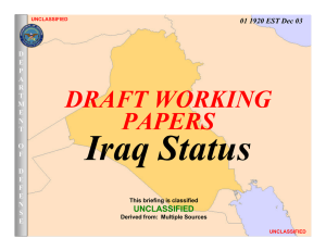 Iraq Status DRAFT WORKING PAPERS UNCLASSIFIED