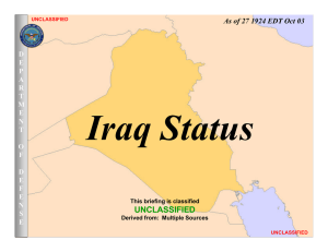 Iraq Status UNCLASSIFIED As of 27 1924 EDT Oct 03 D