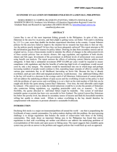 ECONOMIC EVALUATION OF FISHERIES POLICIES IN LAMON BAY, PHILIPPINES