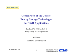 Comparison of the Costs of Energy Storage Technologies for T&amp;D Applications Ali Nourai