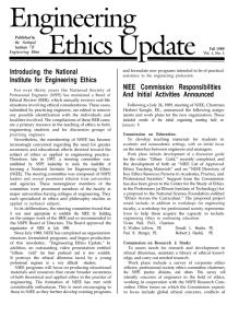 Jmg;meenn~ Update Introducing the National Institute for Engineering Ethics