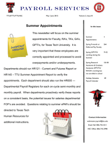 Pay r o l l   S e rv... Summer Appointments