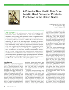 A Potential New Health Risk From Lead in Used Consumer Products