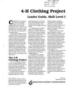 4-H Clothing Project Leader Guide, Skill Level I