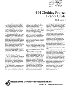4-H Clothing Project Leader Guide Skill Level I