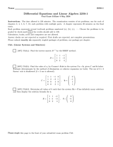Differential Equations and Linear Algebra 2250-1 Name 2250-1