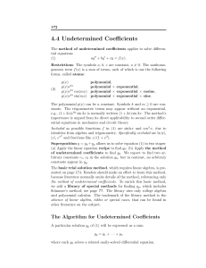 4.4 Undetermined Coefficients