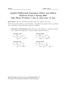 Applied Differential Equations 2250-1 and 2250-2 Midterm Exam 3 Spring 2004