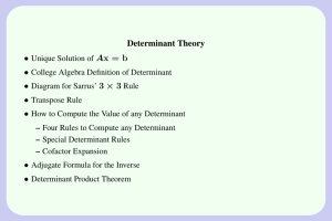 Determinant Theory • Ax = b 3 × 3