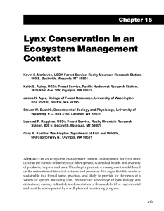 Lynx Conservation in an Ecosystem Management Context Chapter 15