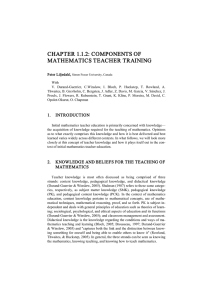 CHAPTER 1.1.2: COMPONENTS OF MATHEMATICS TEACHER TRAINING