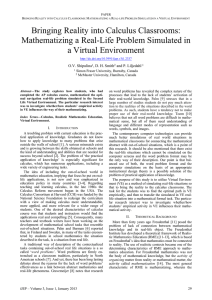 Bringing Reality into Calculus Classrooms: Mathematizing a Real-Life Problem Simulated in