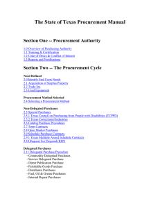 The State of Texas Procurement Manual  Section One -- Procurement Authority