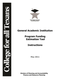 General Academic Institution  Program Funding Estimation Tool