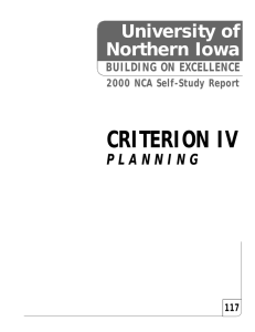 CRITERION IV U n i versity of Northern Iowa