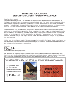 2016 RECREATIONAL SPORTS STUDENT SCHOLARSHIP FUNDRAISING CAMPAIGN