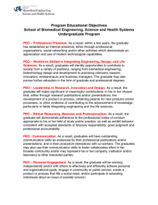 Program Educational Objectives School of Biomedical Engineering, Science and Health Systems