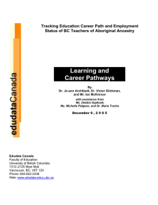 Learning and Career Pathways  Tracking Education Career Path and Employment