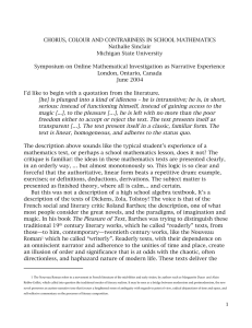 CHORUS, COLOUR AND CONTRARINESS IN SCHOOL MATHEMATICS Nathalie Sinclair Michigan State University