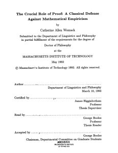 The  Crucial  Role  of Proof:  A ... Against  Mathematical  Empiricism Catherine  Allen  Womack