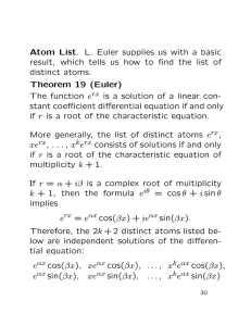 Atom List. L. Euler supplies us with a basic distinct atoms.