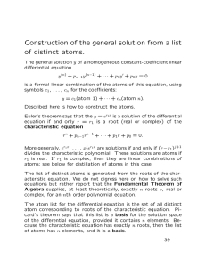 Construction of the general solution from a list of distinct atoms.