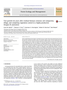 Tree growth ten years after residual biomass removal, soil compaction,