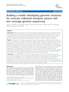 Building a model: developing genomic resources low coverage genome sequencing