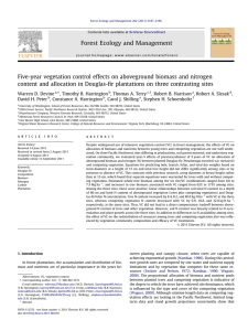 Five-year vegetation control effects on aboveground biomass and nitrogen