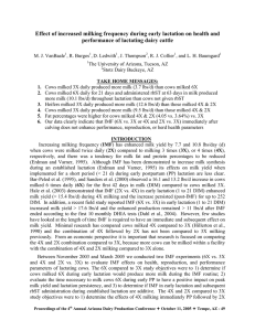 Effect of increased milking frequency during early lactation on health... performance of lactating dairy cattle