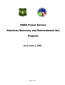 USDA Forest Service American Recovery and Reinvestment Act Projects
