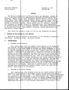 Executive Committee November 9, 1977 Faculty Council Meeting #88