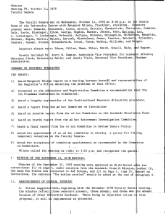 Minutes Meeting #8, October 11, 1978 Faculty Senate e Senate