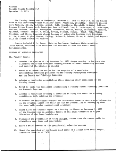 Minutes Faculty Senate Meeting #19 The Faculty Senate met on Wed