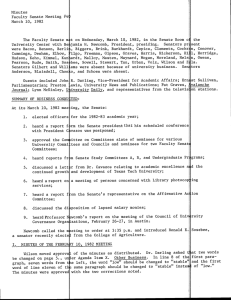 Minutes Faculty Senate Meeting #40 March 10, 1982 the