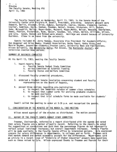 Minutes The Faculty Senate, Meeting #50 April 13, 1983