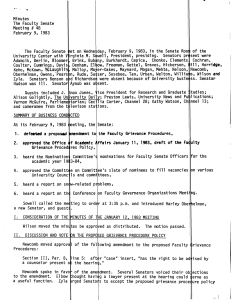 Minutes The Faculty Senate Meeting # 48 February 9, 1983