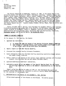 Minutes The Faculty Senate Meeting #47 January 12, 1983