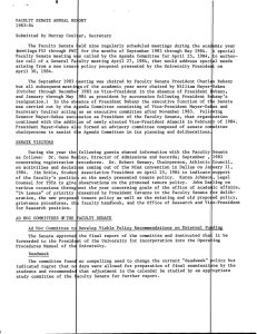 FACULTY SENATE ANNUAL REIORT 1983-84 Submitted by Murray Coulter, Secretary