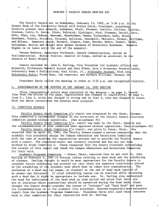 MINUTES FACULTY SENATE MEETING #67 The Faculty Senate met on Wedn