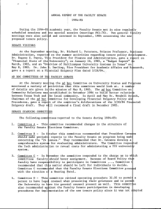 ANNUAL REPORT OF THE FACULTY SENATE 1984-85