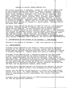MINUT S OF FACULTY SENATE MEETING #103 The Faculty Senate