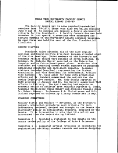 EXAS TECH UNIVERSITY FACULTY SENATE UAL REPORT 1988-89 The Fac