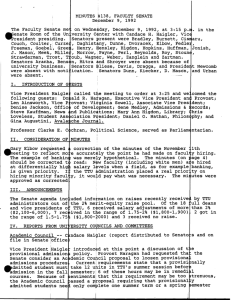 MINUTES #138, FACULTY SENATE December 9, 1992