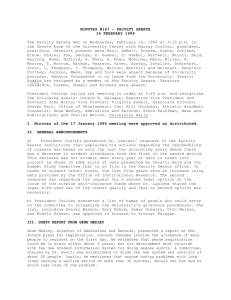 MINUTES #167 - FACULTY SENATE 14 FEBRUARY 1996