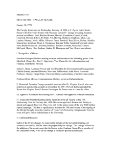 Minutes #185  MINUTES #185 - FACULTY SENATE January 14, 1998