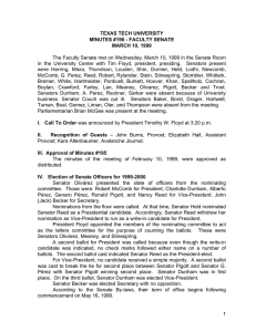 The Faculty Senate met on Wednesday, March 10, 1999 in... in the University Center with Tim Floyd, president, presiding. ... TEXAS TECH UNIVERSITY