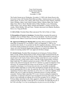 Texas Tech University Faculty Senate Meeting Minutes #228 November 13, 2002